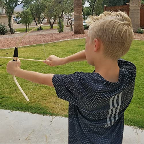 Adventure Awaits! - 2-Pack Handmade Wooden Bow and Arrow Set - 20 Wood Arrows and 2 Quivers - for Outdoor Play
