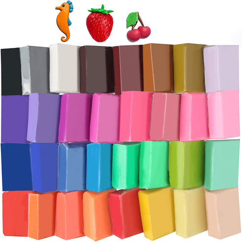 Super Valuable 32 Colors Small Block Polymer Clay Set Oven Bake Clay, Tomorotec Non-Toxic Molding DIY Clay Oven Baking Clay for Kids, Artists (Softer)