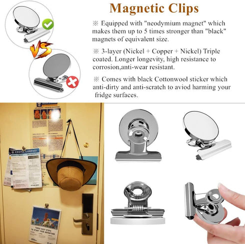 Refrigerator Magnets Kits - Aovon Magnetic Push Pins/ Magnetic Clips/ Magnetic Hooks with Rust-Resistant Nickel Coating for School, Home, Office and Travel Use