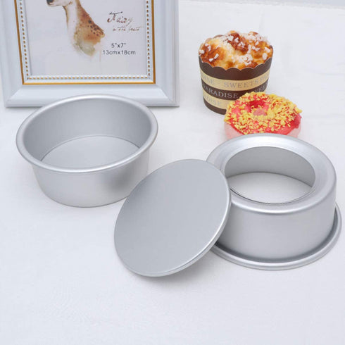 UPKOCH 4pcs Round Cake Pan 4 Inch Cake Pan Aluminum Alloy Removable Bottom Non Stick Bakeware for Baking Cooking Home Restaurant Kitchen