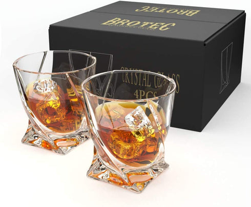 Whiskey Glass Set of 4 - Premium Crystal Clear Glasses - Tasting Tumblers for Drinking Large 10 oz - Elegant Whisky Gift Box Set Glassware for Scotch or Bourbon