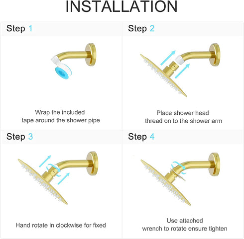 Anlisnut 6 inch High Pressure Rain Shower Head,Copper Screw Joint, Integrally Formed Swivel Ball,304 Stainless Steel Fixed Showerhead (Brushed Nickel)