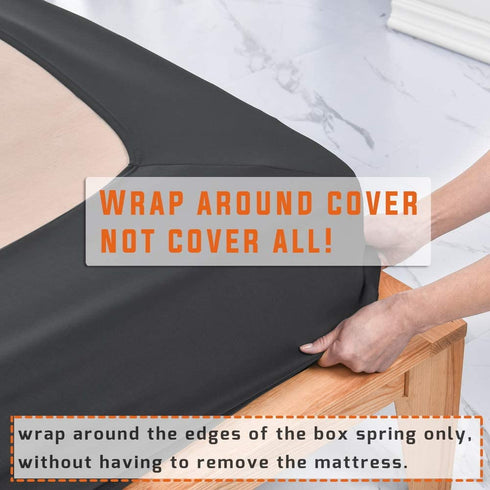 Twin Six Premium Bed Box Spring Cover, Twin/Twin XL Size, Update Bed Skirt, Mattress Protector Encasement, Black