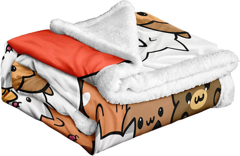Bedbay Cat Plush Blankets Cats Blanket Throw Cartoon Animal Cats Kitten Sherpa Fleece Blanket Animal Pet Themed Soft Cozy Plush Bed Blanket (Cartoon, Twin(60"x80"))