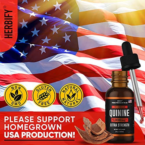 HERBIFY Premium Quinine Tincture & Cinchona Drops - US Made Product - Healthy Digestive - Liquid Quinine Cinchona Supplement for Best Absorption - for Men & Women 2oz (60ml)