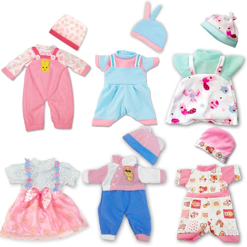 ARTST Doll Clothes,12 inch Baby Doll Clothes 6 Sets Include 5 Caps fit for 10 inch Dolls /11 inch Baby Dolls/ 12 inch Baby Dolls/