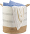 BEIUTAO Small Storage Basket 15 x 15 x 15 inch Foldable Woven Baskets, Cotton Rope Blanket Basket for Toy and Blanket, Baby Laundry Baskets with Handle