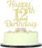 LVEUD 12th Birthday Cake Topper for Happy Birthday, 12 Golden Flash 12th Cake Topper?Happy Birthday Cake Topper Cake Ornament (12th)