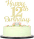 LVEUD 12th Birthday Cake Topper for Happy Birthday, 12 Golden Flash 12th Cake Topper?Happy Birthday Cake Topper Cake Ornament (12th)