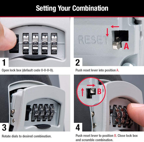 Master Lock 5401D Set Your Own Combination Wall Mount Lock Box, 5 Key Capacity, Black