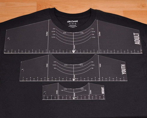 Mirooyu Tshirt Ruler Pack, Acrylic Tshirt Ruler Guide for Vinyl, T-Shirt Centering Tool, T-Shirt Alignment Tool, Cricut Tool for Graphic Placement, Vinyl Graphic Position Tool, 3 Pcs