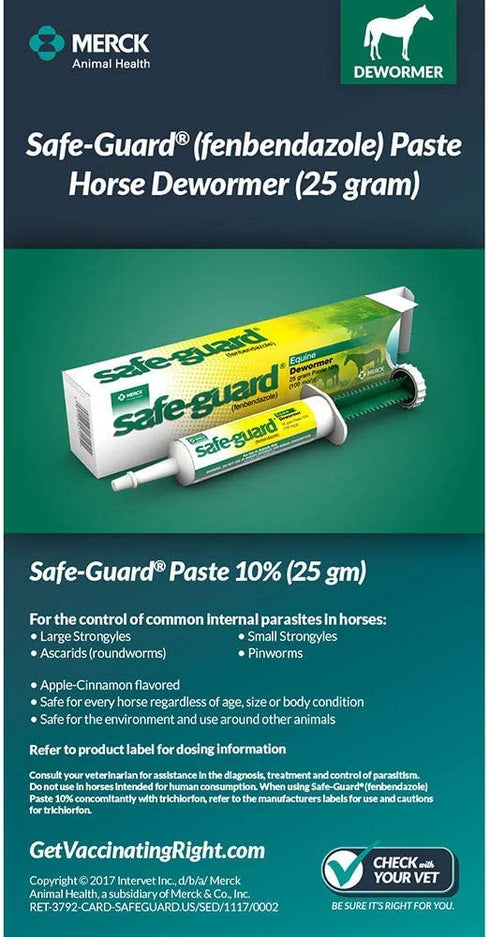 Merck Animal Safe Guard 25 Gram Paste Equine Dewormer