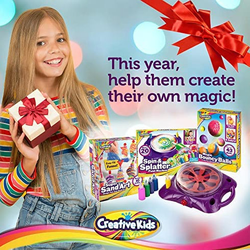 Creative Kids DIY Magic Bouncy Balls - Create Your Own Crystal Powder Balls Craft Kit for Kids - Includes 25 Bags of Multicolored Crystal Powder & 5 Molds - Makes Up to 43 Balls