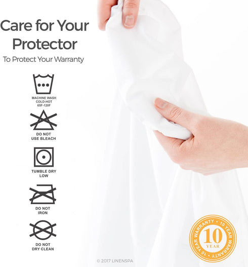 Linenspa Premium Fabric Mattress Protector-100 Protector-Waterproof--Vinyl Free, California King, Smooth 5-sided
