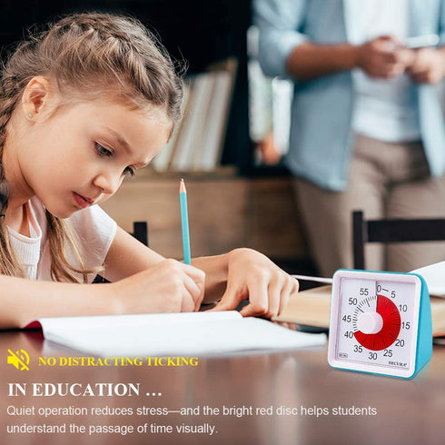 Secura 60-Minute Visual Timer, Classroom Countdown Clock, Silent Timer for Kids and Adults, Time Management Tool for Teaching (Blue)