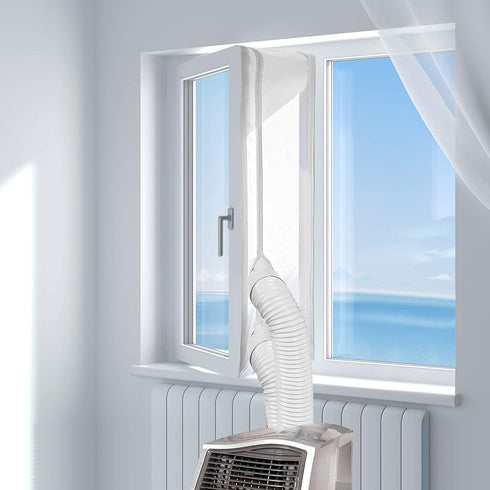 HOOMEE 400CM (157")Universal Window Seal for Portable Air Conditioner And Tumble Dryer Works with Every Mobile Air-Conditioning, Easy to Install - Air Exchange Guards With Zip and Adhesive Fastener