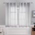 MIULEE Bedroom White Sheer Curtains Striped Linen Textured Window Treatment Drapes Grommet Top for Living Room, W52 x L63 Black Stripe 2 Panels