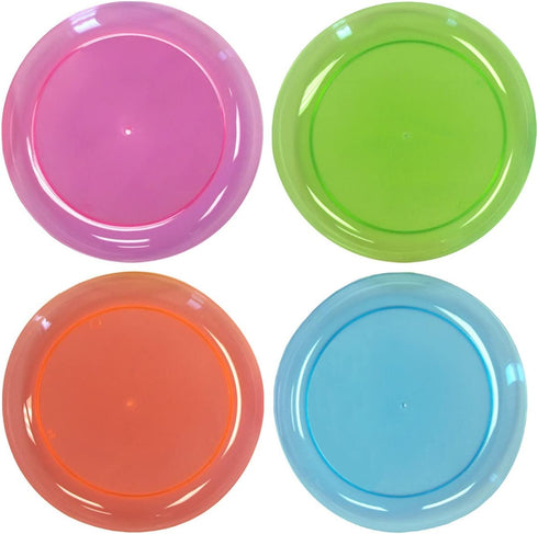 Party Essentials Hard Plastic 6-Inch Round Party/Dessert Plates, Assorted Neon, 40-Count
