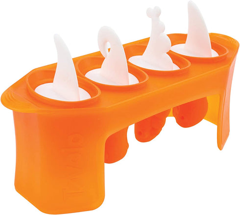 Tovolo Dino Ice Pop Molds, Flexible Silicone, Easily-Removable, Dishwasher Safe, Set of 4 Popsicle Makers with Sticks