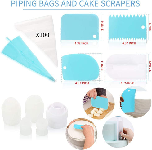 Cake Decorating Supplies Kit,310 PCS Baking Supplies Set with Icing Piping Tips & Russian Nozzles with Pattern Chart,Piping Bags,Mother™s Day Gift