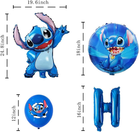 36PCS Lilo and Stitch Balloons, Stitch Happy Birthday Balloons Aluminum Foil Letters Banner Balloons Decoration, Children's Birthday Party Supplies
