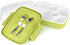 LS LifeStyle Bento Lunch Box 5 Compartments For Kids, Adults Leakproof, Microwave and Dishwasher Safe, BPA Free Container (Fork + Spoon included) (Green)