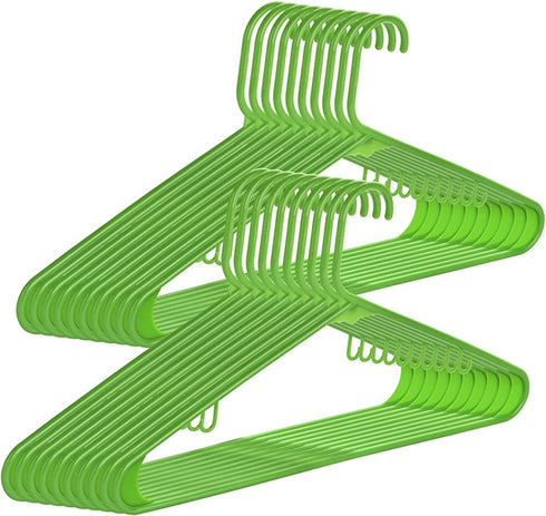 Plastic Hangers 20 Pack,Durable Tubular Hanger and Clothes Hangers,Non-Slip Slim Space Saving, Adult Standard Hangers Ideal for Jackets, Suits, Dress, Trousers, Coats?Green?