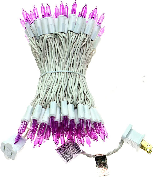 100 LED Purple String Lights, UL Certified Commercial Grade 35 Ft White Wire Always On Light String, for Indoor Outdoor Party, Garden.