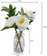 Artificial Peony Arrangements in Round Glass vase for Home Table Office Wedding Decoration. Fake Flowers in Pot, Table centerpieces Party Indoor Decor Gifts for Honey. Great, White, 15.4 inches tall