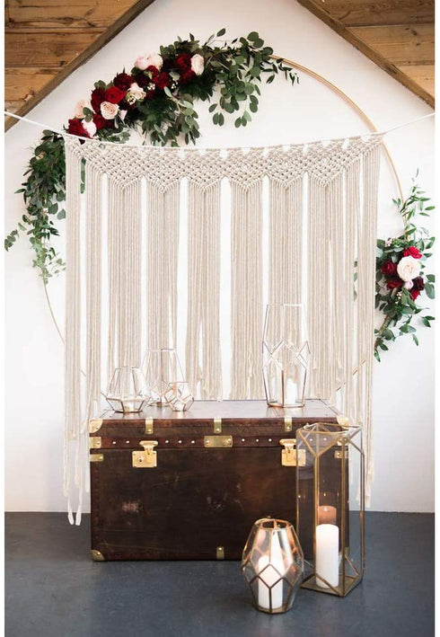Hooqict Macrame Wall Hanging Large Cotton Handmade Woven Wall Hanging for Boho Wedding Living Room Bedroom Wall Decoration 39"x 45"