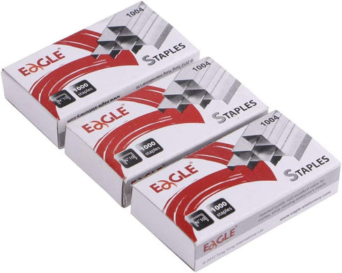 Eagle No.10 Mini Premium Staples for #10 Staplers, 1000 pcs Per Box, Pack of 3 Boxes, 3000 pcs in Total, Silver