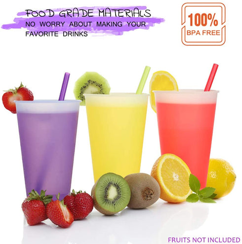 Color Changing Cups Tumblers with Lids Straws - 7 Reusable Bulk Tumblers Plastic Cold Cups for Adults Kids 24oz Tumbler