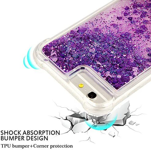 Designed for iPhone SE 2020 Case,iPhone 6S/6 Case,iPhone 7/8 Case Glitter for Women Girls, 2020 Cute Fashion Liquid Bling Shiny Sparkle Luxury Soft Clear TPU Bumper Shockproof Cover (Purple)
