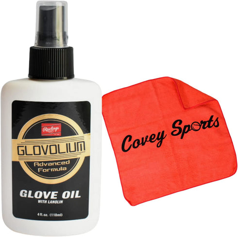 Glovolium Baseball Glove Oil Breakin Kit Spray - (Softball & Baseball Mitt Oil Glove Conditioner) - Spray Bottle (4 oz.) Bundled with Covey's Application Cloth to Break in Baseball & Softball Gloves