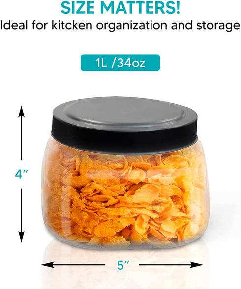 Kitchen Storage Jars Set of 2 34Oz Square Glass Spice Jars with Lids Durable Jar Sets for Kitchen Counter Multipurpose Food Storage Canisters