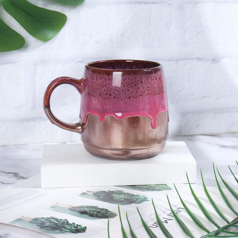 LMYFFF Large Ceramic Coffee Mug,21 Oz,Gilt Pink Big Tea Cup for Office and Home, Dishwasher and Microwave Safe¦