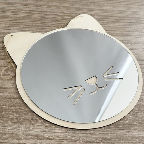 iCAGY Hanging Lightweight Mirror for Wall, Acrylic Nonglass Small Decorative Wall Mirror for Hallway Bedroom Kids Safety 11.8x10.6 inch Cat