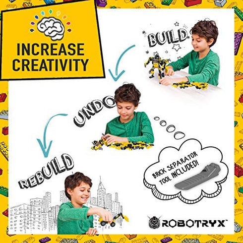 JITTERYGIT Robot Building Toy Gift for Boys, Perfect STEM Gift for Builders Ages 6, 7, 8, 9, and 10 Year Olds, Yellow Zakarpian (238 Pcs) Robotryx