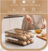 Egg holder for refrigerator Automatic Rolling, Egg Storage box Brown Transparent Drawer, Egg Tray Fridge Organizer For Household, Smart Stackable Devil Egg Container with Lid (Two Layers)