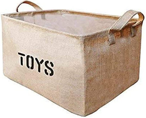 Toy Box ,Large Toy Organizer Boxes ,Jute Storage Bin ,Storage Basket - for organizing Kids Toys, Baby Clothing, Children Books,Nursery, Playroom, Gift Baskets-17 x 13 x 10 inches
