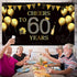 Happy 60th Birthday Party Backdrop Banner, Extra Large Fabric Black Gold Cheers to 60 Years Backdrop Anniversary Decoration Background Banner for Men Women 60th Birthday Party Supply, 72.8 x 43.3 Inch