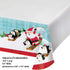 Fun with Santa Themed Party Supplies | Bundle Includes Paper Plates and Napkins for 16 People Plus Tablecover | Santa and Penguins Design