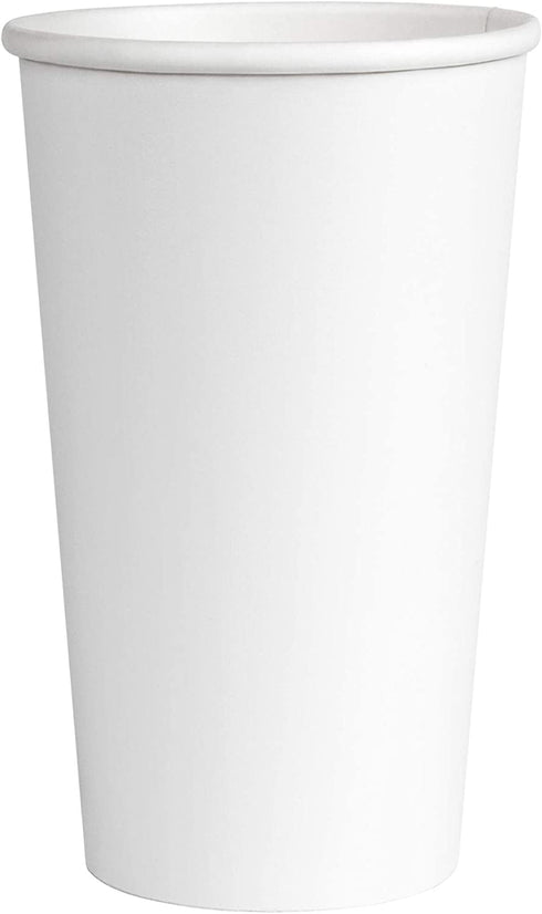 JerseyPac 16Oz Disposable Paper Hot Cups (100-Count) Hot Coffee, Tea, Cocoa Party Use - Thick, Heavy-Duty, Leak-Resistant Drinkware - Recyclable, Eco-Friendly - White (16 Oz.)