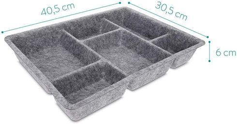 Navaris Felt Drawer Organizer Tray - Tidy Desk Drawers, Office Supplies, Jewelry, Cosmetics, Small Personal Items and Accessories - Storage Insert