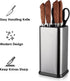 Universal Knife Block Without Knives,Modern Knife Holder for Kitchen Counter,Stainless Steel Knife Organizer with Scissors Slot & Sharpening Rod,Space Saver Rectangular Blocks & Storage - (Silver)