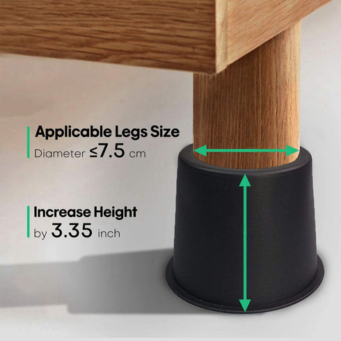 Round 4 Inch Bed Risers, Lifts Height of 3.35 inch Heavy Duty Set of 4 Pack Table Risers, Furniture Risers Great Under Bed Storage Black, elevador de cama de 4 pulgadas, mejorar el elevador de muebles