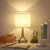 Bedside Table Lamp Modern Table Lamp Nightstand Lamp Small Desk Lighting Sliver Brushed Steel White Cylinder Shade for Living Room Bedroom Family Room Coffee Table