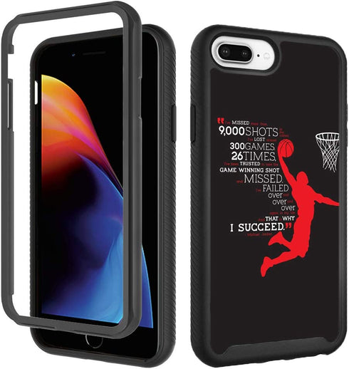 Case for iPhone 6 Plus 6s Plus, iPhone 8 Plus Case, iPhone 7 Plus Case Basketball Black for Boy Men Designer Shockproof Rugged Dual Layer Bumper Full-Body Protective Cover 5.5 inch, Dunk Basketball