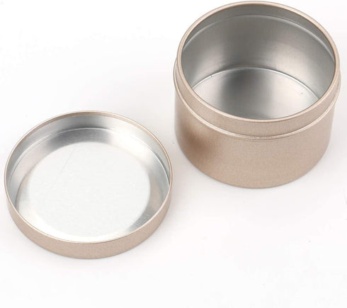Foraineam 24 Pack 2 oz Round Tin Containers with Slip-on Lids - Aluminum Candle Tin Cans - Frosted Gold Empty Tins Metal Storage Travel Tin Jars
