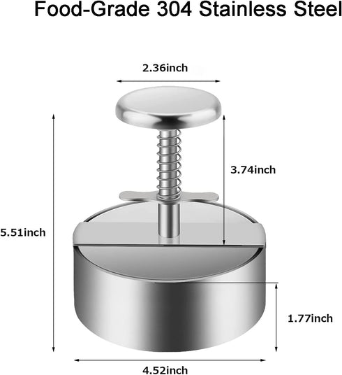 ANQUIPET Burger Press, Stainless Steel Adjustable Hamburger Press Patty Maker, Non-Stick Smash Burger Mold for Griddle, Ideal for Beef Veggie Burger BBQ Barbecue Grill